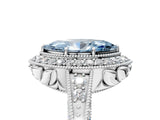White gold Fancy Blue Marquise  Halo Diamond Split Shank Ring with Milgrain Detail_54