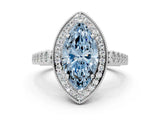 White gold Fancy Blue Marquise  Halo Milgrain Solitaire with Bezel Set Side Stones and Pave Band_31