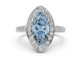 White gold Fancy Blue Marquise  Halo Pavé Diamond Engagement Ring with Bezel Setting_49