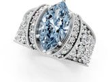 White gold Fancy Blue Marquise  Halo Pave Diamond Engagement Ring with Milgrain Detailing_69