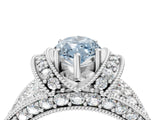White gold Fancy Blue Marquise  Halo Pave Diamond Engagement Ring with Milgrain Detailing_77