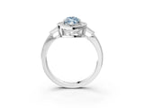 White gold Fancy Blue Marquise  Halo Round Diamond Milgrain Pave Engagement Ring_6