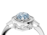 White gold Fancy Blue Marquise  Halo Round Diamond Milgrain Pave Engagement Ring_7