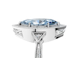 White gold Fancy Blue Marquise  Halo Round Diamond Milgrain Pave Engagement Ring_8
