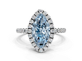 White gold Fancy Blue Marquise  Halo Round Diamond Pavé Band Four-Prong Ring_3