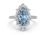 White gold Fancy Blue Marquise  Halo Round Diamond Pave Band with Four-Prong Setting_50