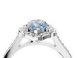 White gold Fancy Blue Marquise  Halo Round Diamond Pave Band with Four-Prong Setting_55