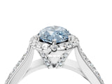 White gold Fancy Blue Marquise  Halo Round Diamond Pave Band with Prong Setting 4