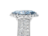 White gold Fancy Blue Marquise  Halo Round Diamond Pave Band with Prong Setting 5