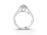 White gold Fancy Blue Marquise  Halo Round Diamond Pave Band with Prong Setting_27