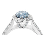 White gold Fancy Blue Marquise  Halo Round Diamond Pave Band with Prong Setting_28