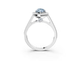 White gold Fancy Blue Marquise  Halo Solitaire Diamond Ring with Pave Band and Bezel Setting_51