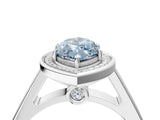 White gold Fancy Blue Marquise  Halo Solitaire Diamond Ring with Pave Band and Bezel Setting_53