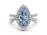 White gold Fancy Blue Marquise  Halo Split Shank Diamond Ring with Pavé Setting_26