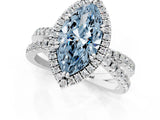 White gold Fancy Blue Marquise  Halo Split Shank Diamond Ring with Pavé Setting_27