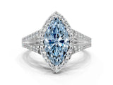 White gold Fancy Blue Marquise  Halo Split Shank Pave Diamond Ring with Four-Prong Setting_49