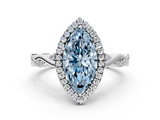 White gold Fancy Blue Marquise  Halo Twist Band Solitaire Ring_20