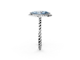 White gold Fancy Blue Marquise  Halo Twisted Band Four-Prong Diamond Ring_22