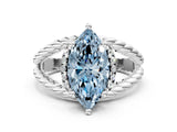 White gold Fancy Blue Marquise  Halo Twisted Band Four-Prong Ring_63