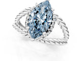 White gold Fancy Blue Marquise  Halo Twisted Band Four-Prong Ring_63