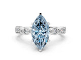 White gold Fancy Blue Marquise  Milgrain Bezel Diamond Engagement Ring with Solitaire Prong Setting_143