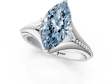 White gold Fancy Blue Marquise  Solitaire Beaded Band Six-Prong Setting_1
