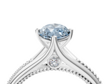 White gold Fancy Blue Marquise  Solitaire Beaded Band Six-Prong Setting_4