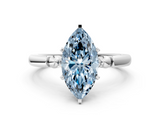 White gold Fancy Blue Marquise  Solitaire Beaded Band with Four-Prong Setting_59
