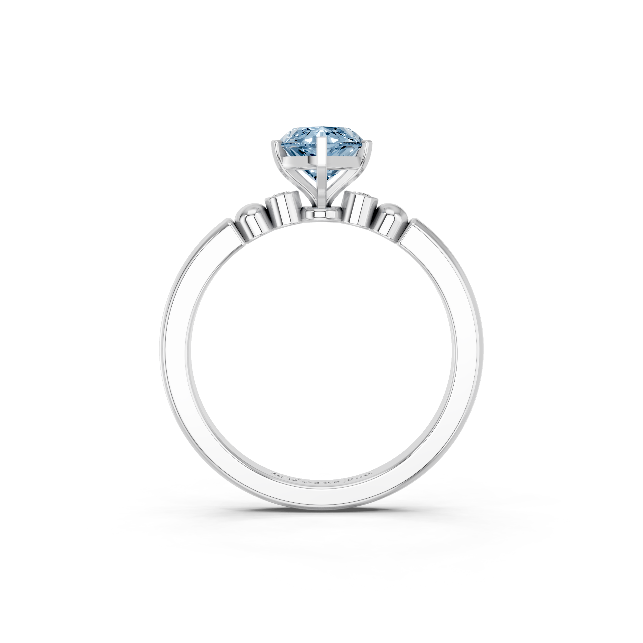 White gold Fancy Blue Marquise  Solitaire Beaded Band with Four-Prong Setting_5
