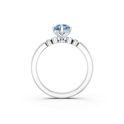 White gold Fancy Blue Marquise  Solitaire Beaded Band with Four-Prong Setting_5