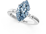 White gold Fancy Blue Marquise  Solitaire Beaded Band with Four-Prong Setting_60