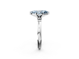 White gold Fancy Blue Marquise  Solitaire Beaded Band with Four-Prong Setting_61