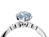White gold Fancy Blue Marquise  Solitaire Beaded Band with Four-Prong Setting_63