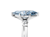 White gold Fancy Blue Marquise  Solitaire Beaded Band with Four-Prong Setting_64