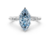 White gold Fancy Blue Marquise  Solitaire Bezel Accent Diamond Engagement Ring with Beaded Band and Four-Prong Setting_55