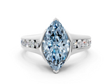 White gold Fancy Blue Marquise  Solitaire Bezel-Set Diamond Ring with Channel-Set Band_37