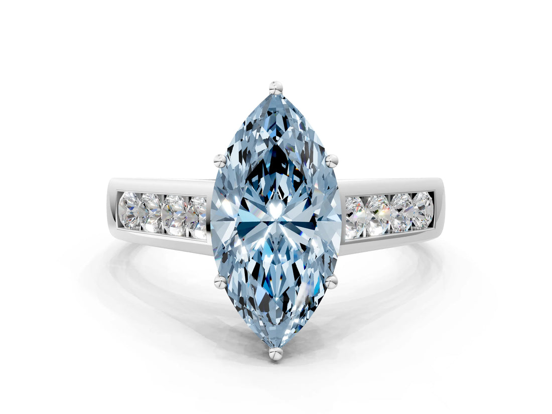 White gold Fancy Blue Marquise  Solitaire Channel-Set Diamond Engagement Ring with Four-Prong Setting_32
