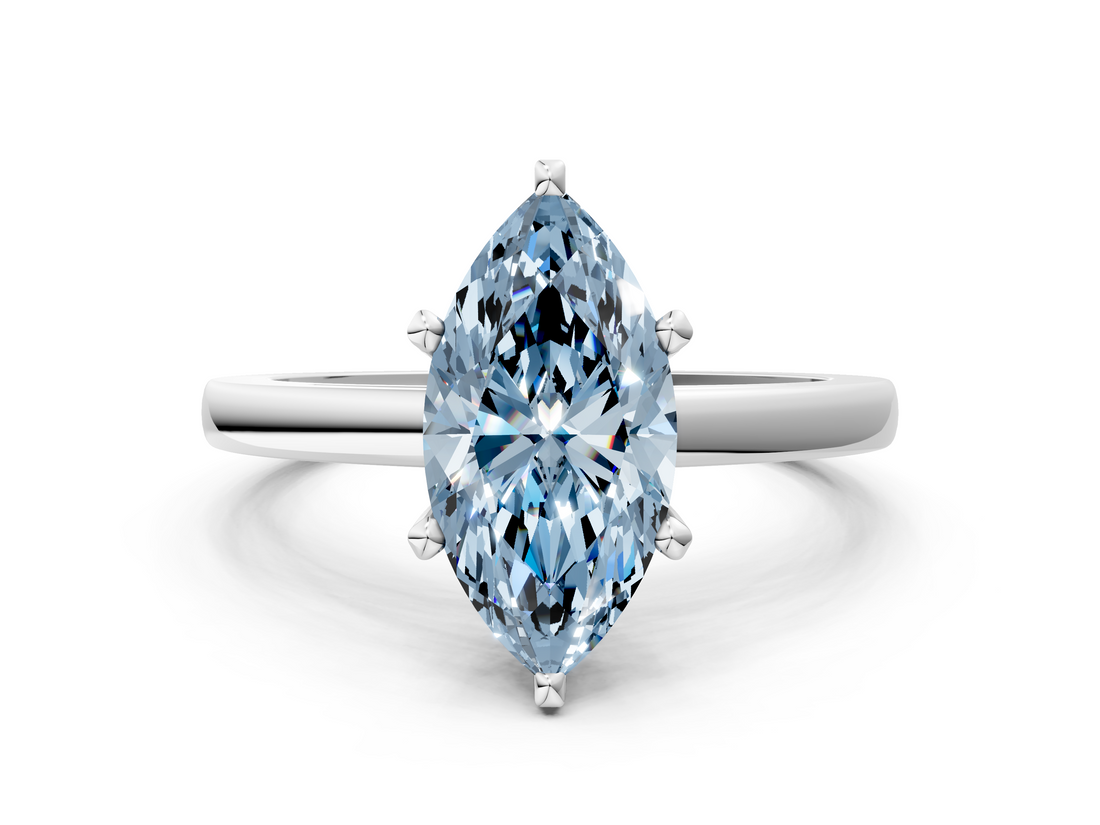 White gold Fancy Blue Marquise  Solitaire Diamond Engagement Ring with Four-Prong Setting on a Classic Band_3