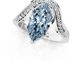White gold Fancy Blue Marquise  Solitaire Diamond Engagement Ring with Pave Band and Four-Prong Setting 2