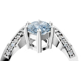 White gold Fancy Blue Marquise  Solitaire Diamond Engagement Ring with Pave Band and Four-Prong Setting 5