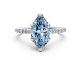White gold Fancy Blue Marquise  Solitaire Diamond Engagement Ring with Pave Band and Six-Prong Setting_20