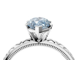 White gold Fancy Blue Marquise  Solitaire Diamond Engagement Ring with XO Engraved Band and Four-Prong Setting 4