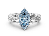 White gold Fancy Blue Marquise  Solitaire Diamond Leaf Vine Band with Prong Setting_42