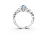 White gold Fancy Blue Marquise  Solitaire Diamond Leaf Vine Band with Prong Setting_46
