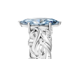 White gold Fancy Blue Marquise  Solitaire Diamond Leaf Vine Band with Prong Setting_48