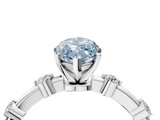 White gold Fancy Blue Marquise  Solitaire Diamond Ring with Bezel Set Side Stones and Prong Setting_7