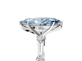 White gold Fancy Blue Marquise  Solitaire Diamond Ring with Bezel Set Side Stones and Prong Setting_8