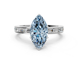 White gold Fancy Blue Marquise  Solitaire Diamond Ring with Channel-Set Baguette Band and Four-Prong Setting_114