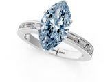 White gold Fancy Blue Marquise  Solitaire Diamond Ring with Channel-Set Baguette Band and Four-Prong Setting_115