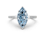 White gold Fancy Blue Marquise  Solitaire Diamond Ring with Channel Set Band and Bezel Prong Setting_68